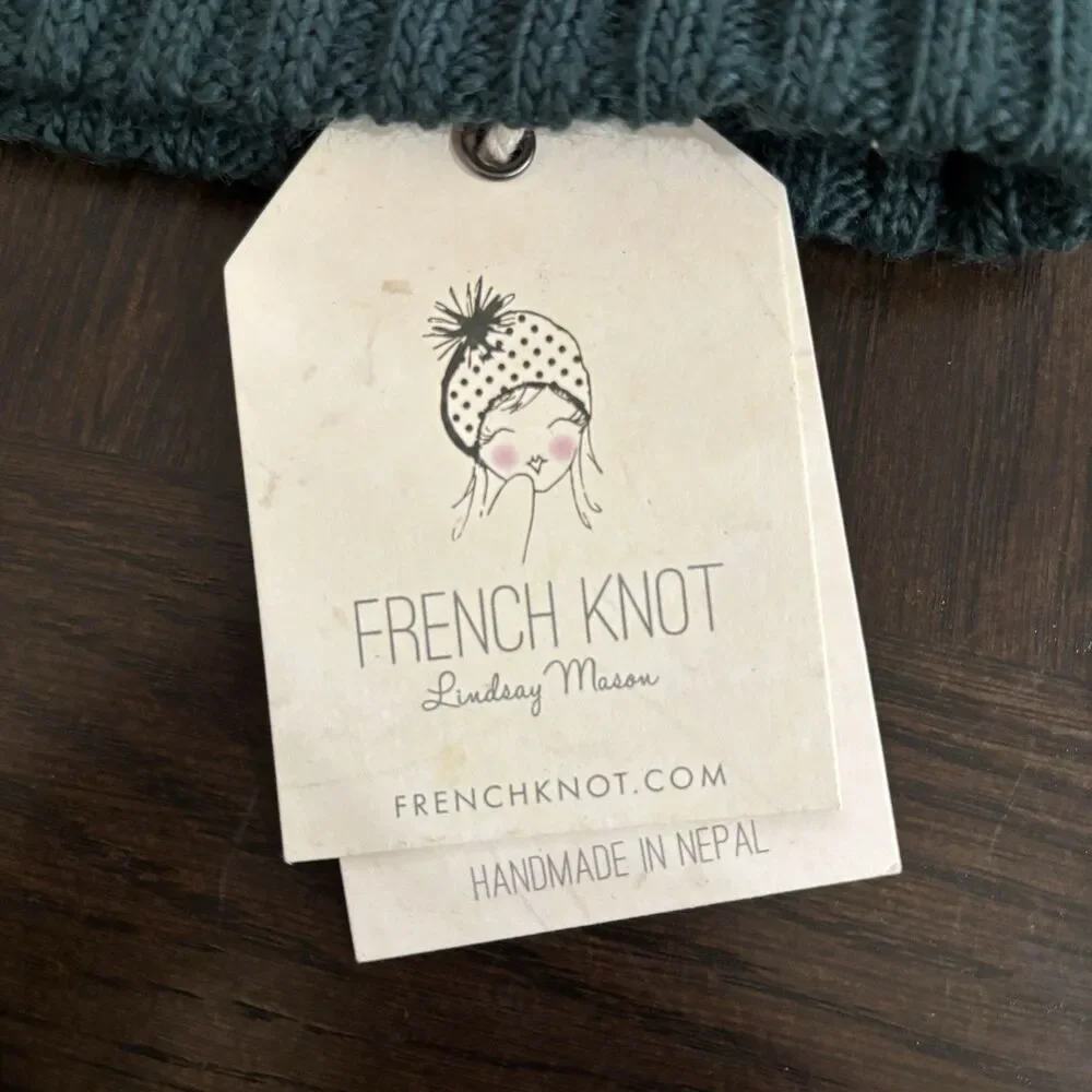 French Knot Shetland Brim Men’s Snow Hat Hand Made In Nepal Wool Blend Isle NWT